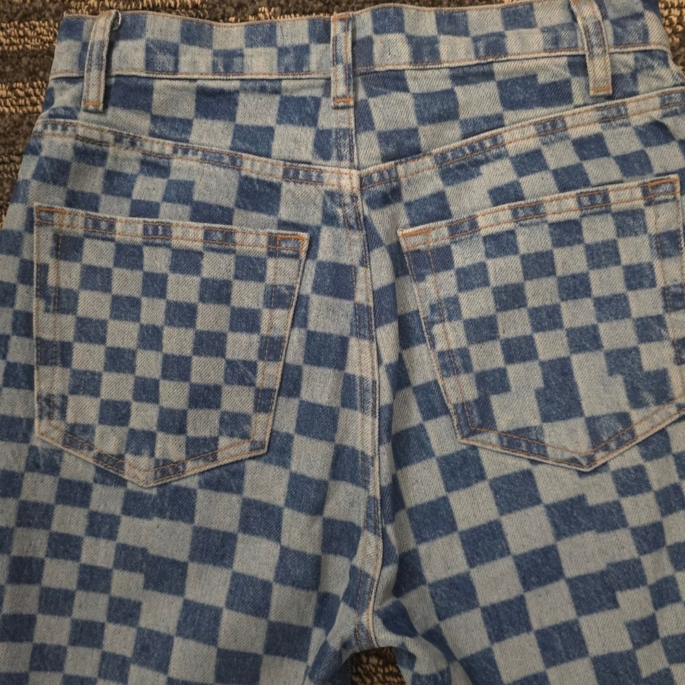Reformation Cynthia Checkerboard Jeans 26x29 High Rise Straight Cool Girl Retro - Picture 9 of 9